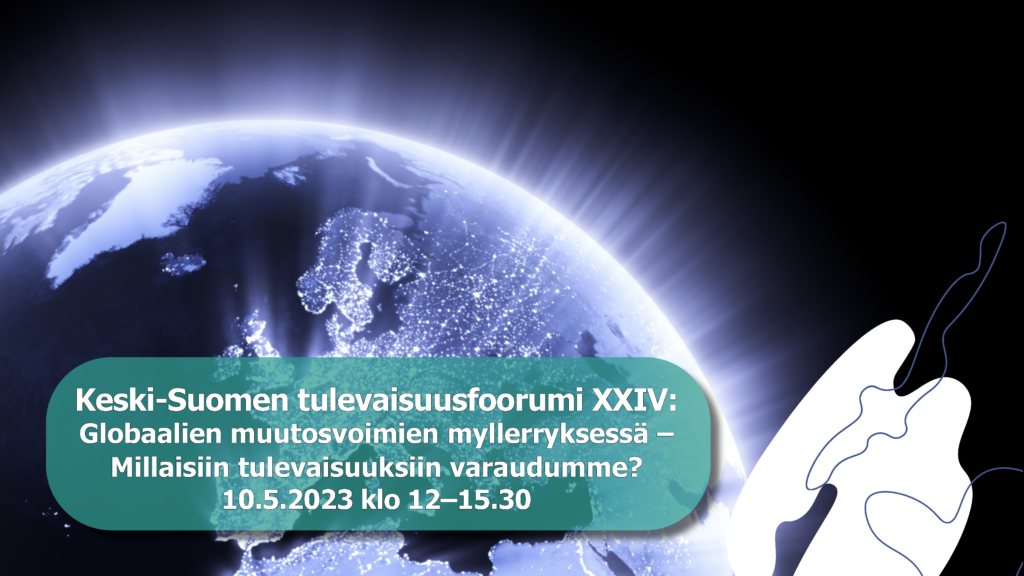 Tulevaisuusfoorumi XXIV tapahtumakuva: pimeässä hohtava maapallo